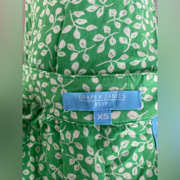 DRAPER JAMES Rsvp Green Floral Print Dress missing string belt - Picture 7 of 9